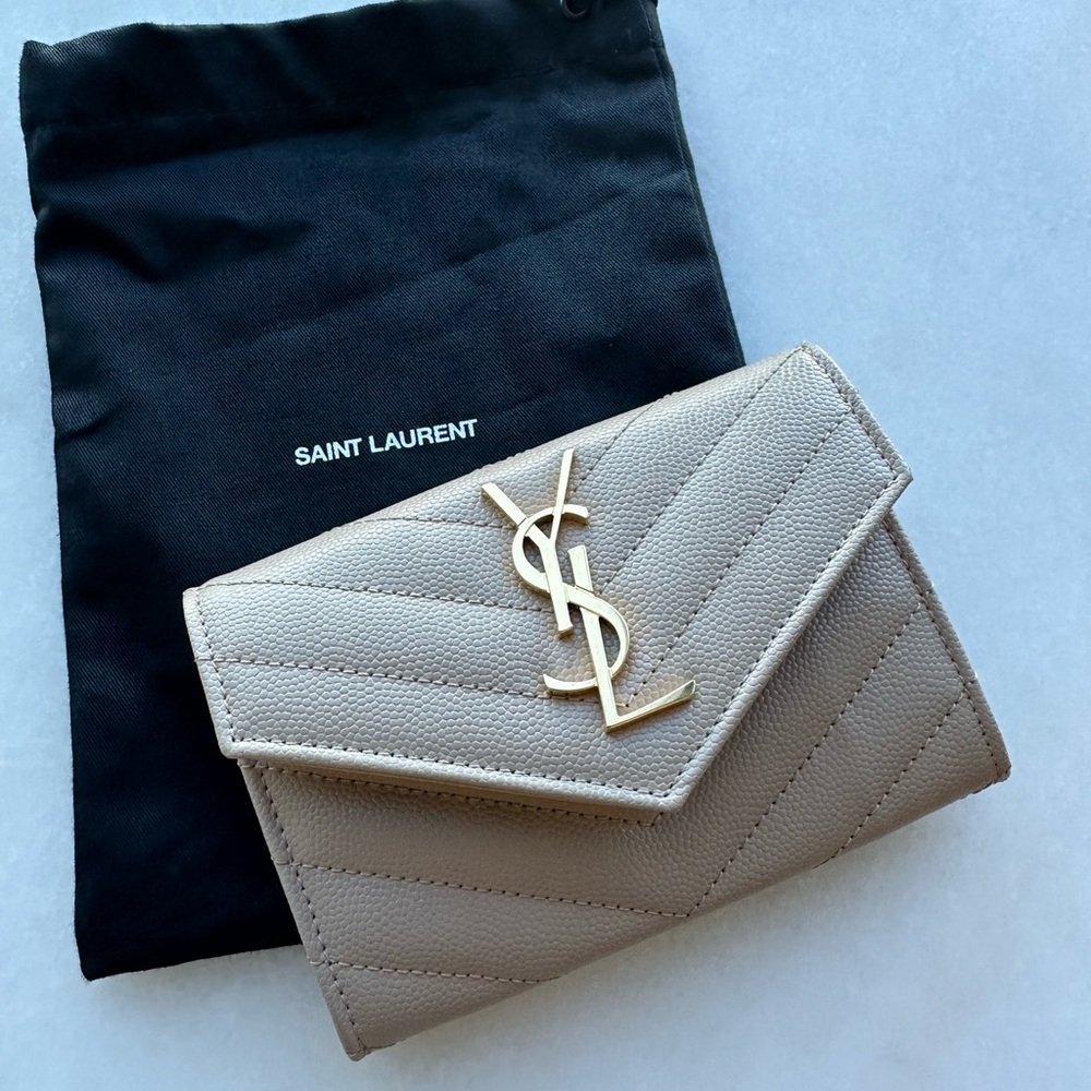 YSL Saint Laurent 'Monogram' Quilted Leather French Wallet